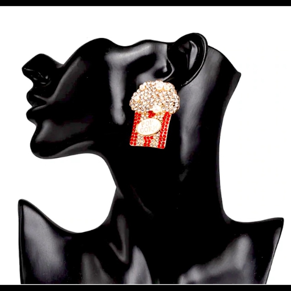 Rhinestone oversized “POPCORN” earrings